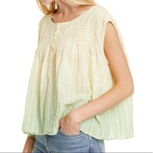 Free People Citron Green Ombre Tie Dye Little Bit of Something Babydoll Tank Top